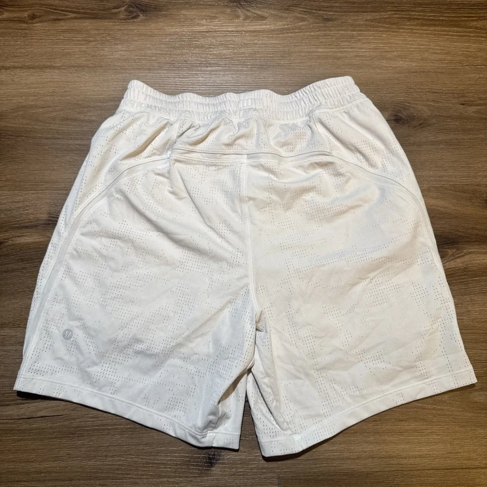 Lululemon‎ Mens SMALL Pace Breaker LINED Short 7" Jacquard Perforated BONE White - Picture 7 of 12